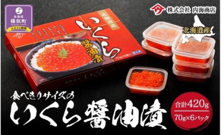 食べきりサイズのいくら醤油漬（70g×６パック）