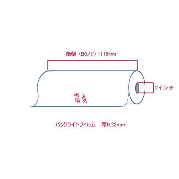 電飾看板用 インクジェットロール バックライトフィルム 表打ち 1118mm×30ｍ 1本入 （B0ノビ）