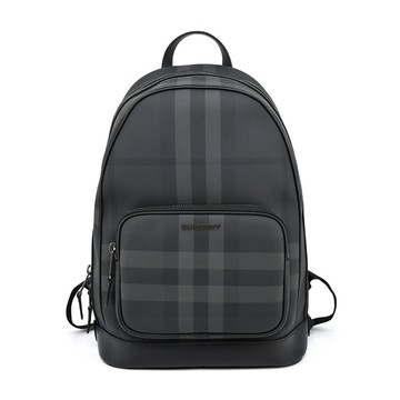 [平輸版]BURBERRY  Rocco經典格紋拼皮革後背包(炭灰色)真品平輸