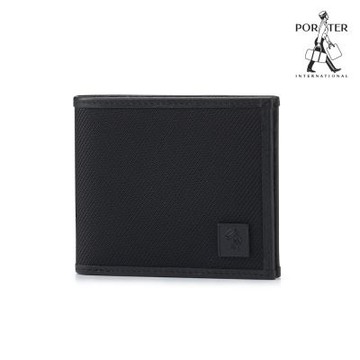 PORTER INTERNATIONAL - 俐落簡約CAKE真皮雙折短夾 - 黑