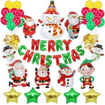 氣球 裝飾  氣球套組 Merry Christmas字母 鋁膜氣球 耶誕節 派對 場地 居家 佈置 裝飾 聖誕節
