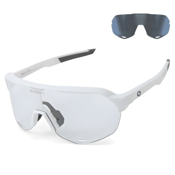 Oaklans X301 自行車專用護目鏡框 + 偏光 + 變色鏡片組  白色 + 煙燻色  145 x 140 x 57mm  1入