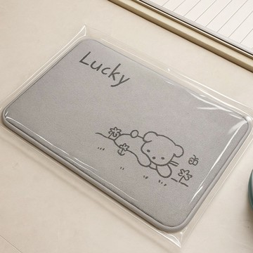 Mini嚴選 慢回彈記憶棉浴室吸水地墊  1個  灰色狗  60 x 40cm