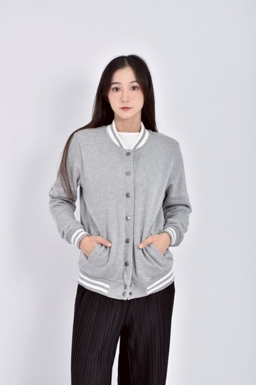 (L) 內刷毛棒球外套灰色外套