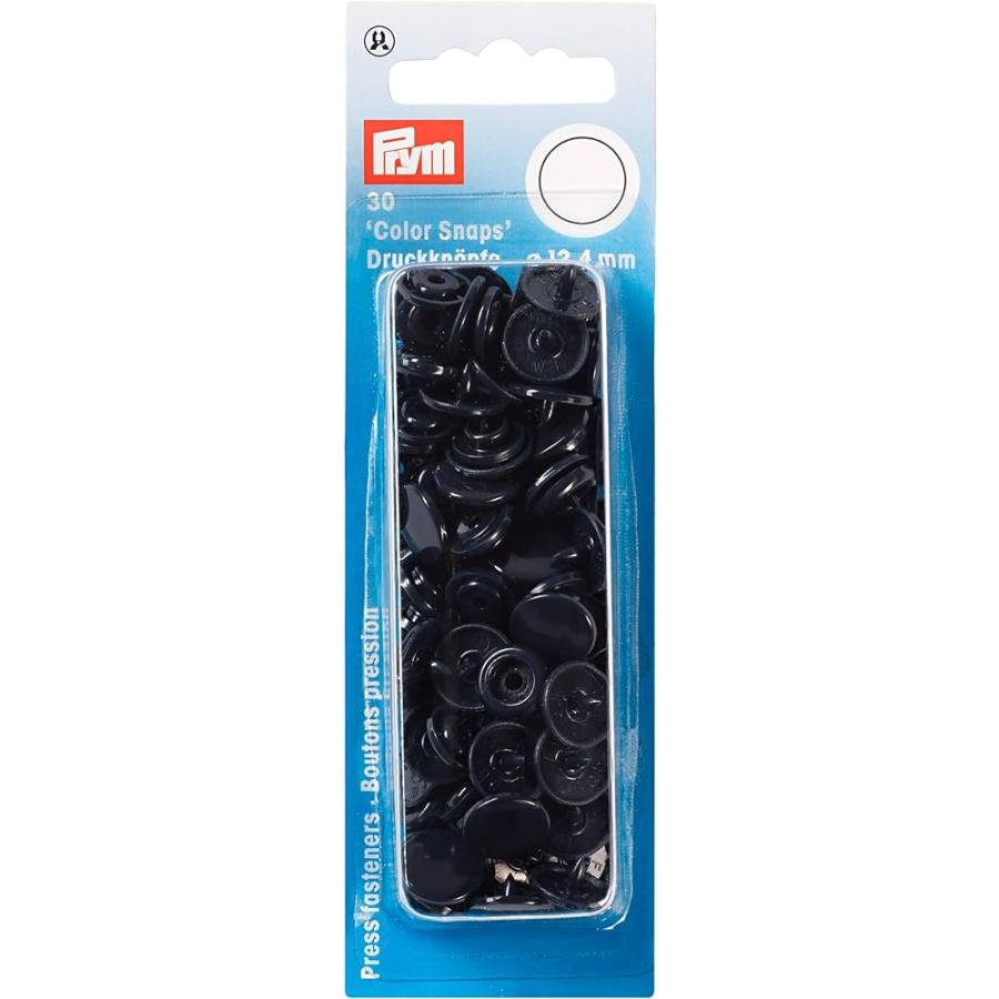 《Prym》プリム・スナップ・プラスチックカラーボタン（ホック）　ネイビーブルー　丸型 12.4mm／30セット入り　リフィール　393102