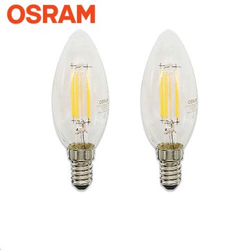 【Osram 歐司朗】2入組調光式4.5W LED燈絲E14燈泡-燈泡色(無藍光危害/無汞)