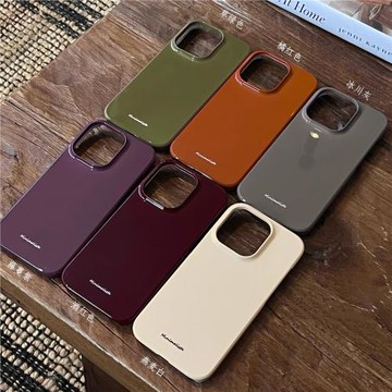 ins高級感簡約純色半包蘋果手機殼菲林殼適用iPhone16promax/15pro/13/14plus手機殼蘋果12mini硬XS/8保護套