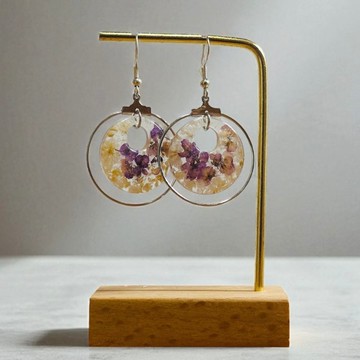 全新壓花樹脂耳飾 滴膠花耳飾 仙氣花耳飾