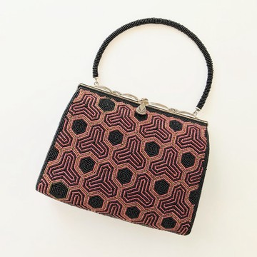 復古 珠飾包 黑色 毘沙門龜甲圖騰 Monogram 派對包 宴會包 手工 珠飾刺繡 復古風