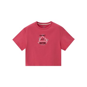 GIORDANO 童裝印花短袖上衣 RECONNECT with NATURE系列 - 50 葡萄紫紅