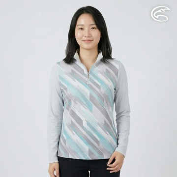 ADISI 女UPF50+防曬抑菌半門襟長袖印花排汗衣AL2611010 (S-2XL)｜抗UV 吸濕排汗 防臭 彈性 上衣