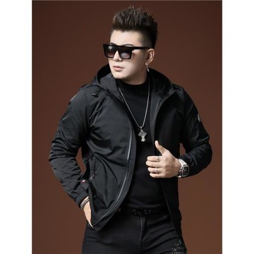 歐貨潮牌男士夾克2025秋季新款潮流連帽外套男裝純色休閑上衣帽衫