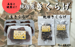 純国産無農薬きくらげ 生きくらげ70g×5パック 乾燥ホール1袋 乾燥スライス1袋