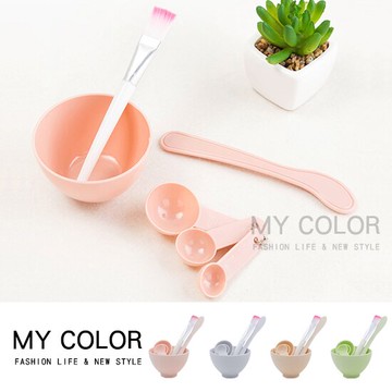 美妝 護膚工具 韓版 美容 刷具 彩妝 面膜碗 刮勺 計量器 量匙 面膜刷 工具 面膜棒 面膜工具 DIY 面膜四件套 ♚MY COLOR♚ 【Z088】