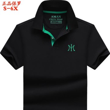 品牌夏裝商務休閑保羅POLO衫男裝t恤男短袖青年純棉體恤上衣黑色