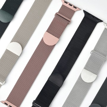 適用蘋果表帶Apple iwatch1-8/S9代通用不銹鋼磁吸扣米蘭尼斯表帶【宜家良品百貨】