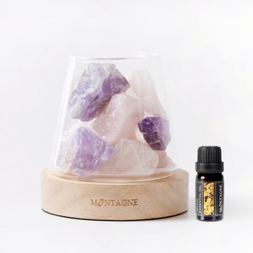 【Montagne】水晶擴香組｜三彩水晶（紫粉白）｜權利X人緣X記憶 -檀香10ml _廠商直送