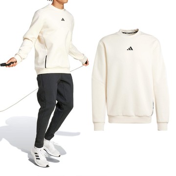 Adidas D4T Crew Sweats 男款 米白色 大學T 運動 休閒 長袖 JJ4644