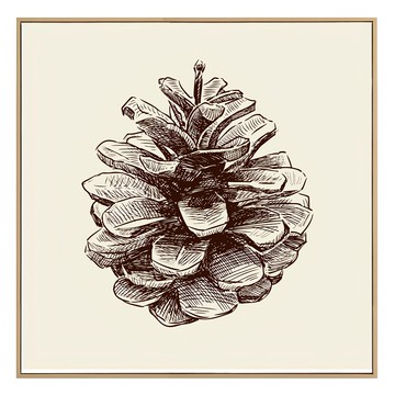 Boluo菠蘿選畫所 初寒 松果II 掛畫  40 x 40cm  木色