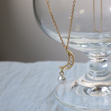 K18YG 鑽石・南洋白蝶珍珠墜飾頸鍊 KR70408