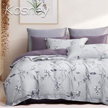 KOSNEY   紫蘇悅灰紫  雙人60支天絲四件式兩用被床包組