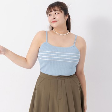 撞色條紋冰絲針織背心 MISS