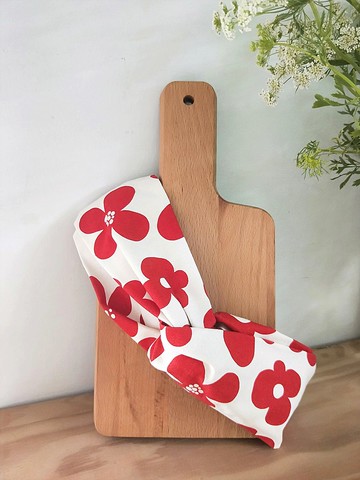 交叉髮帶-寬版鬆緊-大紅花