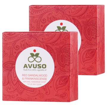 AVUSO 行道者 紅檀香乳香手工皂 100%天然植物油 適用於所有膚質  125g  2盒