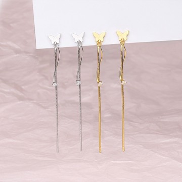 Sweet Air D3209 日韓流行耳飾 S925銀針 長款蝴蝶鋯石流蘇造型 耳針 耳環