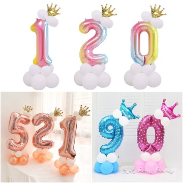 數字立柱氣球 台灣現貨 🎈B064艾妮 數字引路 生日派對 紀念日 慶生 佈置 週歲 週年慶 拍照道具 數字氣球 大氣球