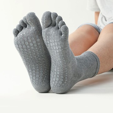 NicoFun 愛定做 4雙 男士瑜珈襪 防滑襪 短筒襪 皮拉提斯 yoga 五趾襪 五指襪 運動襪(25-27.5cm