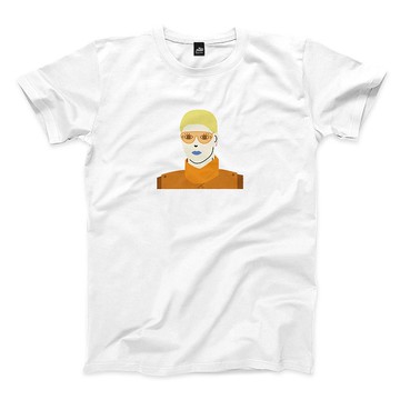 未來感眼鏡女子 - 白 - 中性版T恤