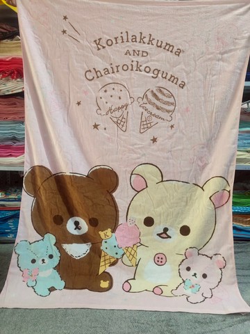 包郵松弛熊輕松熊童被兒童毛巾被毛巾毯蓋被空調被純棉日單