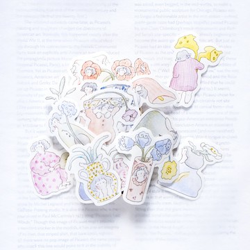 火柴盒系列貼紙 05-花瓶與花