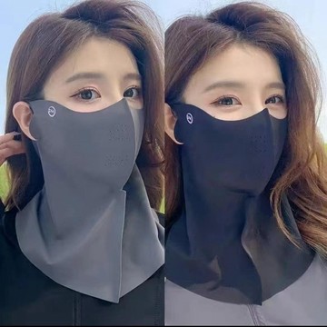 胖胖美依 面紗 面罩 口罩 防曬面罩女遮全臉防紫外線遮脖子騎行開車面紗冰絲遮陽口罩夏護頸-3933.