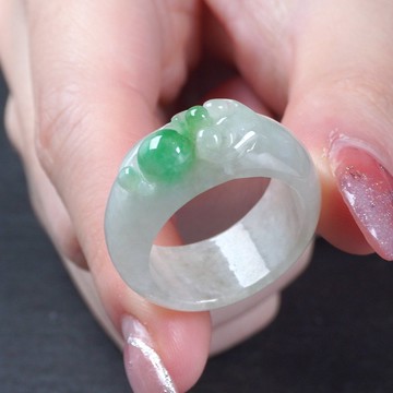 冰種飄陽綠翡翠如意玉戒 | 國際17圍 | 天然緬甸玉翡翠A貨 | 送禮