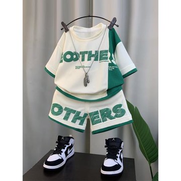 男童夏季短袖套裝2025新款痞帥洋氣兒童夏裝寶寶薄款運動兩件套潮