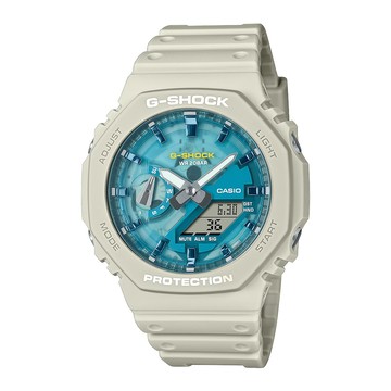 CASIO 卡西歐 G-SHOCK 八角形雙顯錶 GA-2100AS-5A  米白色