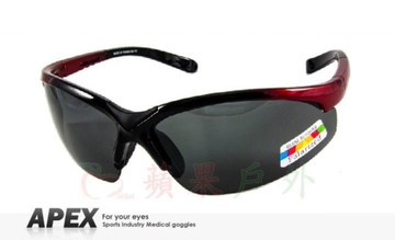 【【蘋果戶外】】APEX 908 黑紅 台製 polarized 抗UV400 寶麗來偏光鏡片 運動型 太陽眼鏡 附原廠盒、擦拭布(袋)