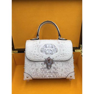 奢華鱷魚皮女包新款女士單肩斜挎郵差包時尚潮流晚宴包真皮手提包