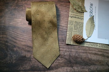 黃色落葉真絲領帶紳士風necktie