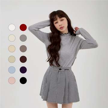 50% Fifty Percent｜撞色捲邊領口長袖上衣【期間限定】｜02562121004