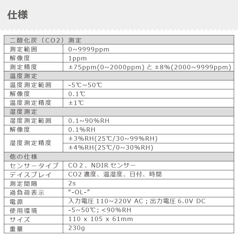 CEM 卓上型 空気二酸化炭素検知器 DT-802 通販 LINEポイント最大5.0