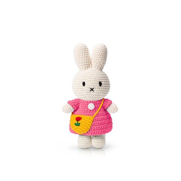 荷蘭Miffy米飛兔【miffy桃紅洋裝+鬱金香斜背包】手工純棉娃娃