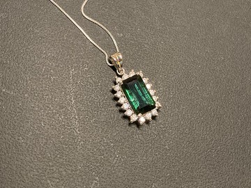 天然 深綠 碧璽 吊墜 印度製 925純銀 手工製