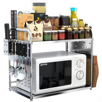 【檯面微波爐置物架-60.5*35.5*51cm-1套/組】不銹鋼2層烤箱架調料架-7201007