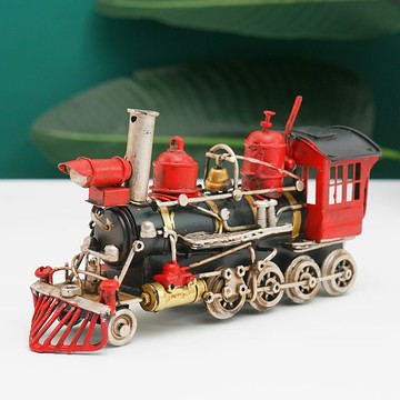 鐵藝美式鄉村小火車男生禮物創意書房書架桌面擺件小飾品擺設裝飾