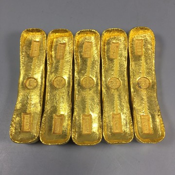 銅鎏金福祿壽喜財金元寶一套古代元寶金條足金金錠古錢幣古玩收藏