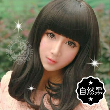 ◇整頂/高仿真/高溫絲/全頂假髮◇9537肩下內捲厚平瀏海妹妹頭(自然黑)◇清純甜美可愛學生妹[51002]