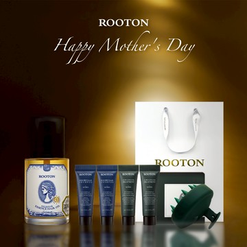 快速出貨【ROOTON】感謝媽媽🌷喚活極萃雙效修護髮油100ml+海藻洗髮精10ml x2+護髮素10ml x2+頭皮按摩梳+燙金禮袋(母親節禮物)